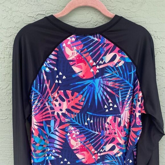BesserBay Women's 2XL Rash Guard Top Tropical Hawaiian Print Long Sleeve - Picture 5 of 8